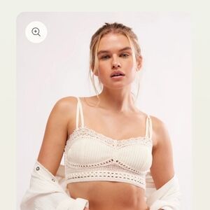 NEW  FREE PEOPLE  TALLULAH SMOCKED BACK LACE BRALETTE  IN IVORY